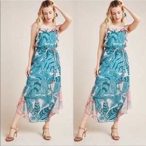 Farm Rio Anthropologie Ruffled Botanical Maxi Dress Size M